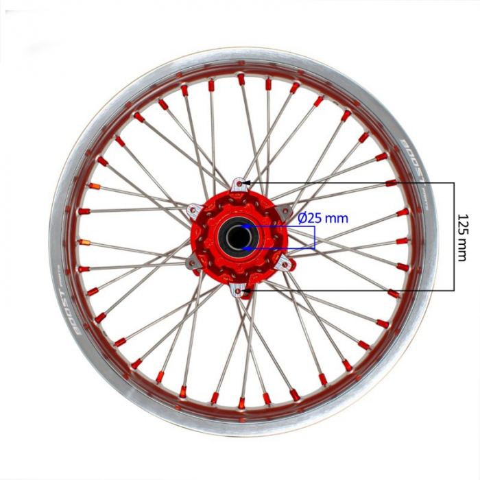 Roata spate Cross 300cc,18inch x 2.15,Boost Parts Racing, nipluri si butuc portocaliu