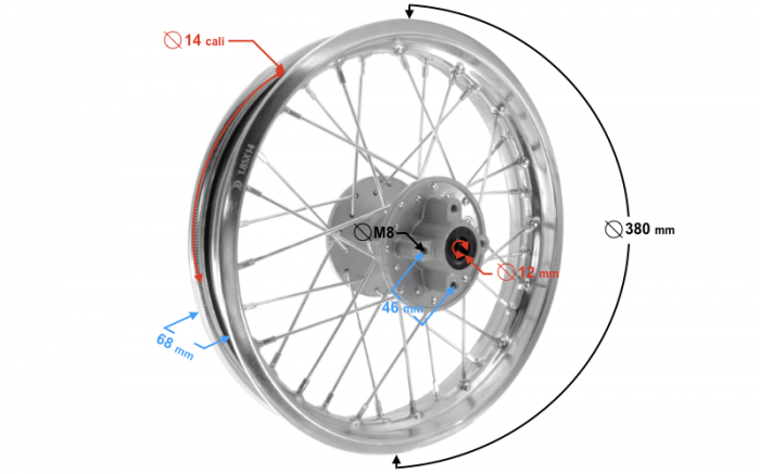 Roata spate motocross 14 inch, fara pinion, fara disc frana [2]