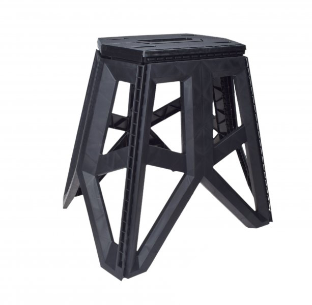 Scaun tip taburet, pliabil, culoare negru
