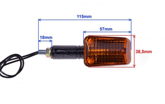 Semnalizare (1 buc) cu bec BA9S, 12v, 23w, culoare carbon/portocaliu, brat lung [2]