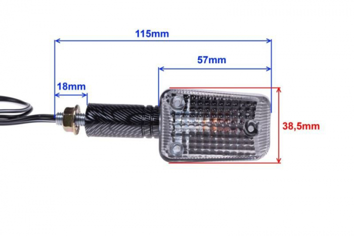 Semnalizare (1 buc) cu bec BA9S, 12v, 23w, culoare carbon/transparent, brat lung [2]