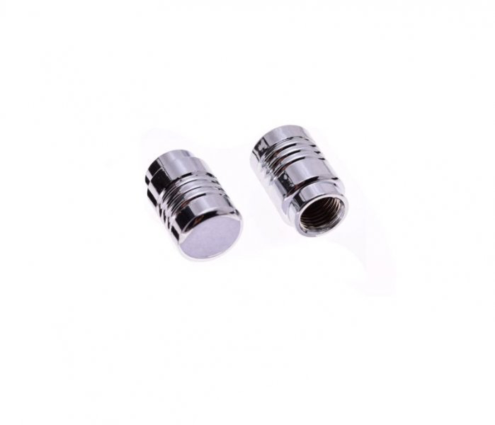 Set 2 capacele ventil rotunde, culoare crom, din aluminiu [2]