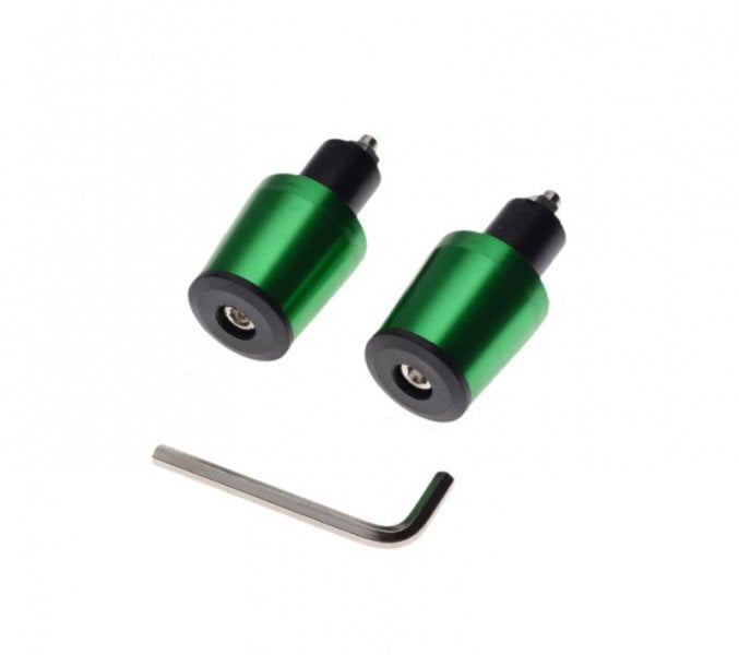 Set 2 capeti ghidon conici, pentru motociclete, culoare verde, diametru guma 17.7mm