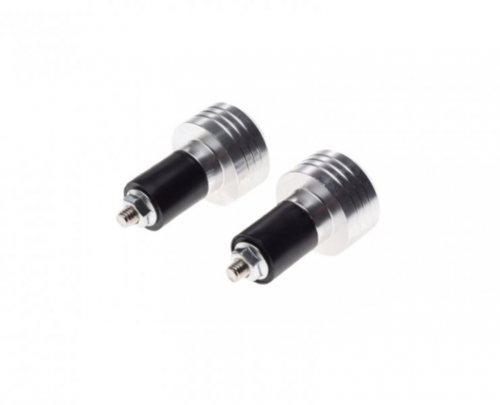 Set 2 capeti ghidon drepti, pentru motociclete, culoare argintiu, diametru cauciuc 17.7mm [2]