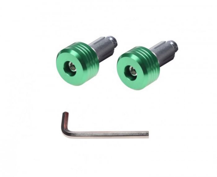 Set 2 capeti ghidon moto rotunzi, culoare verde, diametru 17,7 mm