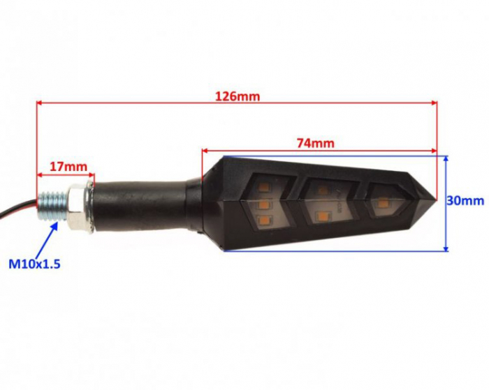 Set 2 lampi semnalizare LED, triunghiulare, prindere M10 [2]