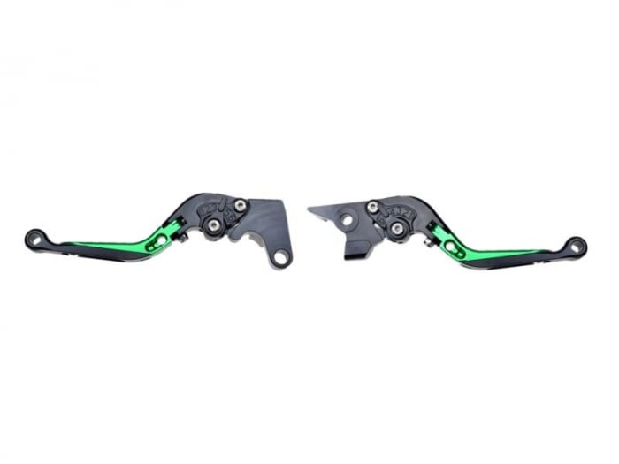 Set 2 manete frana si ambreiaj reglabile si rabatabile Yamaha FZ6 04-10 FZ8 11-15 MT07 14-16 MT09 14-16, culoare verde