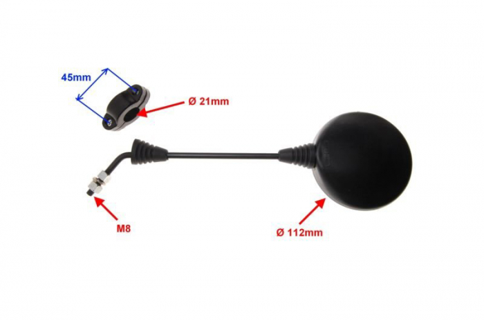 Set 2 oglinzi 140, filet M8 cu prindere, culoare negru [2]