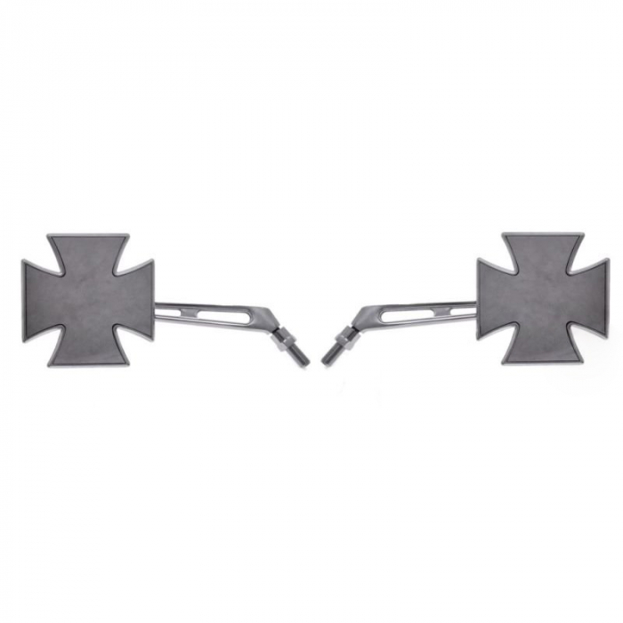 Set 2 oglinzi, din metal, in forma de cruce malteza, filet stanga + dreapta, diametru 10mm [2]