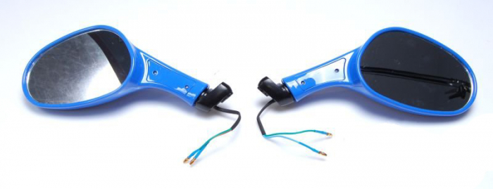 Set 2 oglinzi moto/scutere QT-4, filet M8, cu semanlizari, culoare albastru [2]