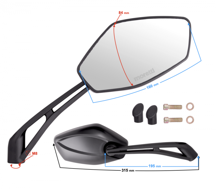 Set 2 oglinzi moto stanga si dreapta Firefox, filet diametru 8 mm [2]