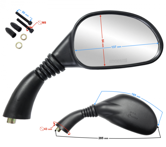 Set 2 oglinzi moto stanga si dreapta Huragan, filet diametru 8 mm [2]