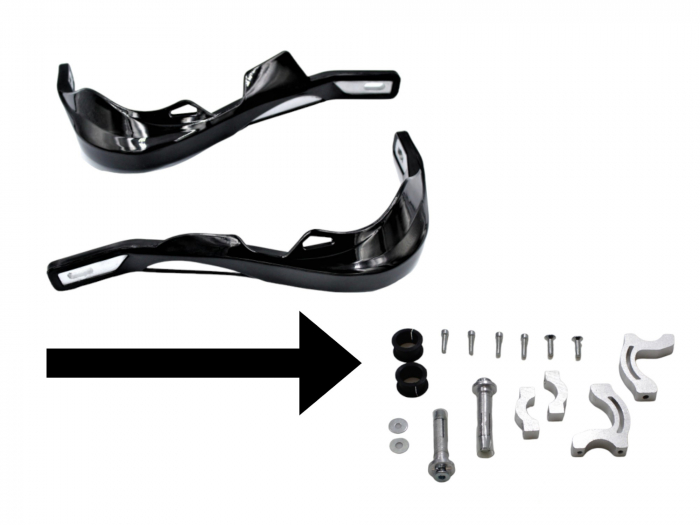Set 2 protectii maini cu insertie din aluminiu, prindere pentru ghidon 22mm si 28.6, culoare negru [3]