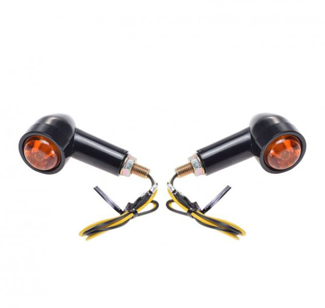 Set 2 semnalizari cu LED, tip Harley, cu diode, carcasa din plastic, culoare negru