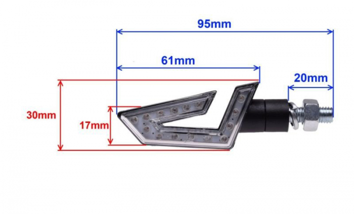 Set 2 semnalizari moto/atv/scuter LED 12v1w, omologare E8 [2]