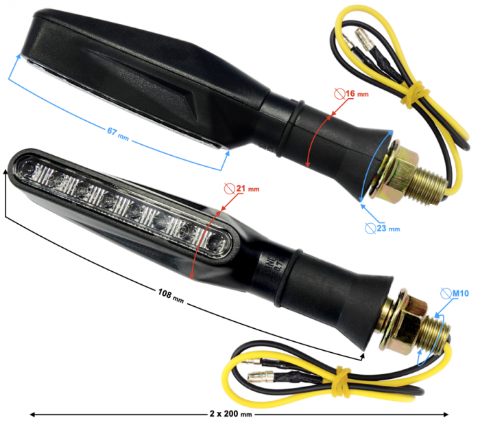 Set 2 semnalizari moto MRT-099, LED (9 diode), culoare negru, (E- mark) [3]