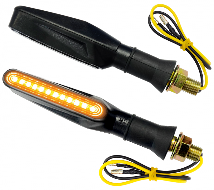 Set 2 semnalizari moto MRT-099, LED (9 diode), culoare negru, (E- mark)