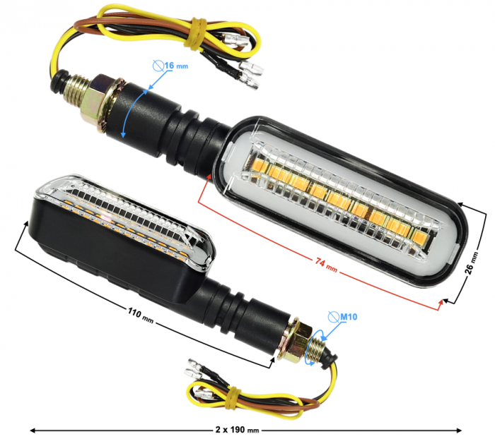 Set 2 semnalizari moto MRT-100, Led, (E- mark), culoare negru [2]