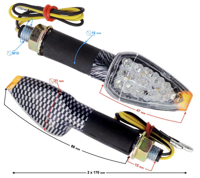 Set 2 semnalizari universale MRT-008, LED (14 leduri), culoare carbon [2]