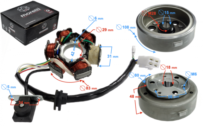 Set aprindere complecta, atv 110, stator 6 bobine cu rotor [4]