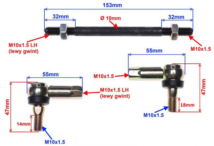 Set bielete cu cap de bara SX + DX, atv 110 [2]