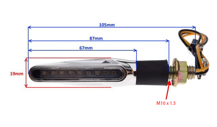 Set lampi semnalizare dinamice, LED, crom [2]