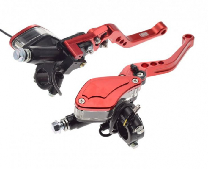 Set manete moto, frana si ambreiaj, hidraulic, culoare rosu [2]