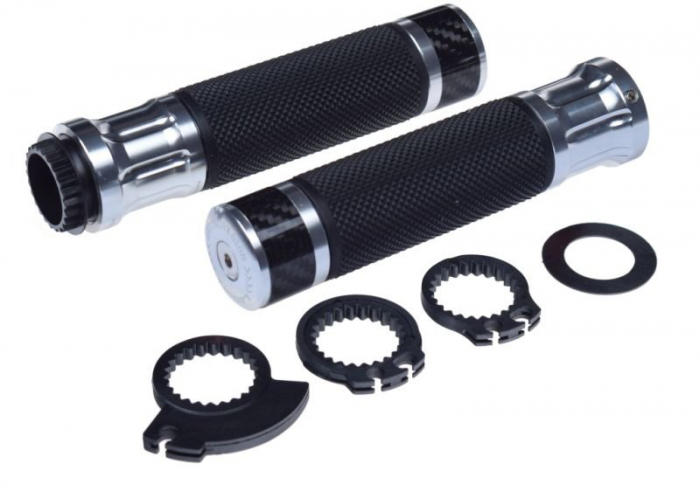 Set mansoane moto universale 655, culoare negru argintiu