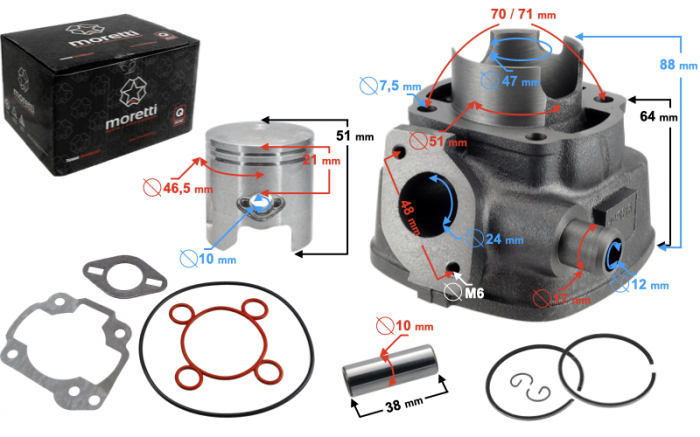 Set motor Aprilia, Yamaha, Malaguti, racire lichid, 47mm, 70cc [2]