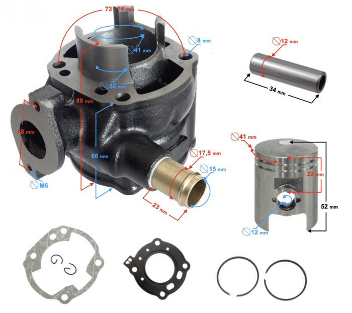 Set motor cilindru+piston+garnituri, Suzuki Katana/Aprilia DiTech, 49cc, racire lichid [5]