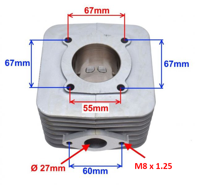 Set motor Piaggio 125, 2T, diametru cilindru 55mm, nicasil [2]