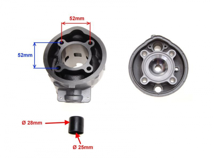 Set motor si chiuloasa, Minarelli AM6, 90cc, d.49, culoare argintiu [2]