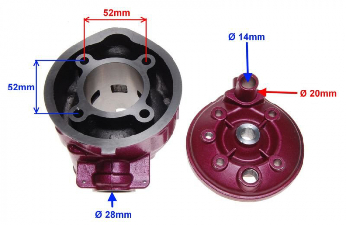 Set motor si chiuloasa Minarelli AM6-90cc, diametru 49mm, cilindru, chiuloasa, piston, segmenti, garnituri [2]