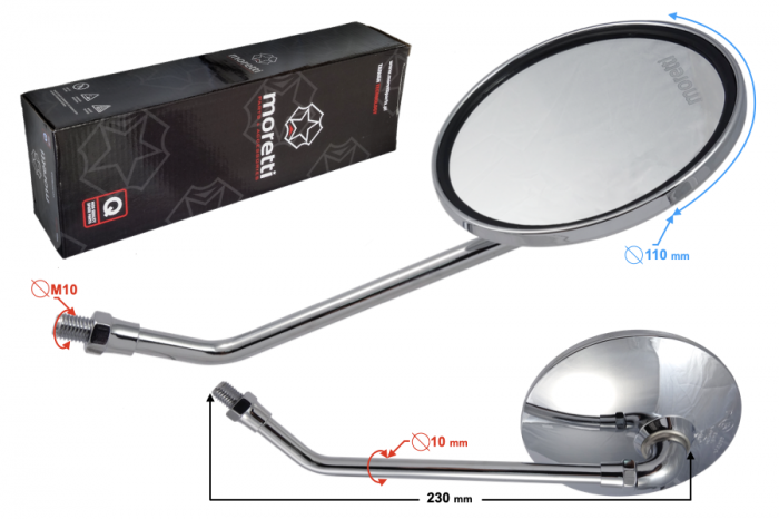 Set oglinzi cromate, filet 10mm, lungime brat 230mm [2]