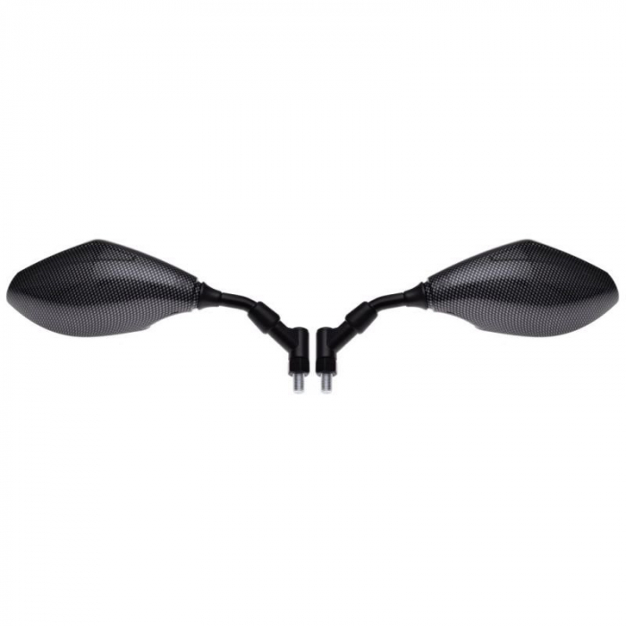 Set oglinzi moto atv, omologate E9, filet M10, imitatie carbon, 130x85mm