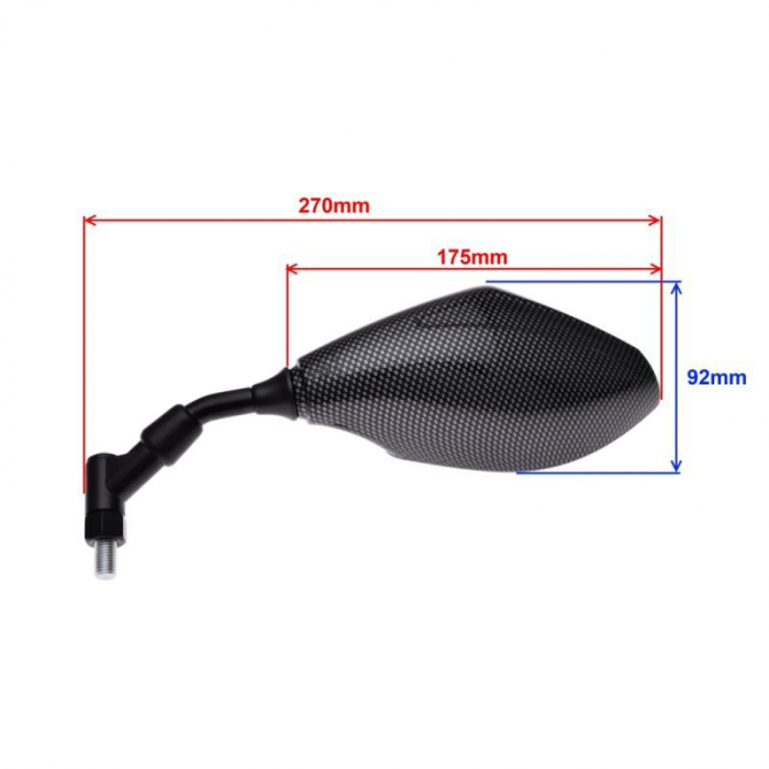 Set oglinzi moto/atv, omologate E9, filet M10, imitatie carbon, 130x85mm [3]