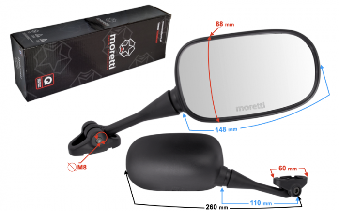 Set oglinzi moto/atv, prindere pe carena, omologate [3]