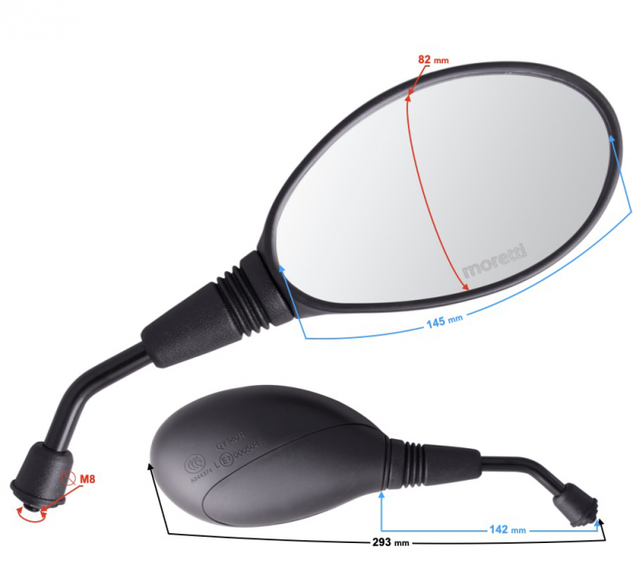 Set oglinzi moto/atv/scuter, culoare negru, orlando, filet M8 [2]