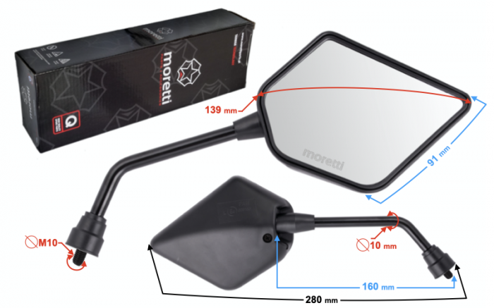 Set oglinzi moto/atv, TZR50N, omologate, filet M10 [3]