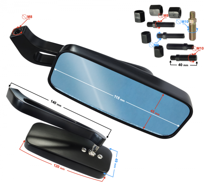Set oglinzi universale chopper cruiser M8, M10 [3]