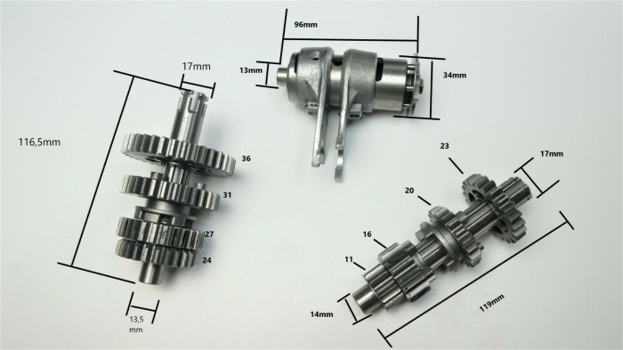 Set pinioane cutie de viteze 110cc, diametru surub 26mm [4]