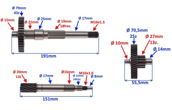 Set pinioane transmisie scuter 2T QT-4 [2]