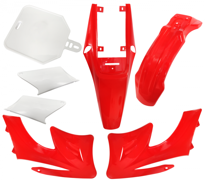 Set plasticuri MiniCross 125cc, culoare rosu alb