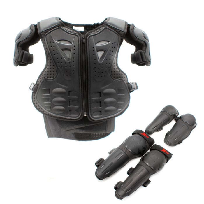 Set protectie corp si genunchi, cross enduro atv, copii XTR X2, marime universala, culoare negru