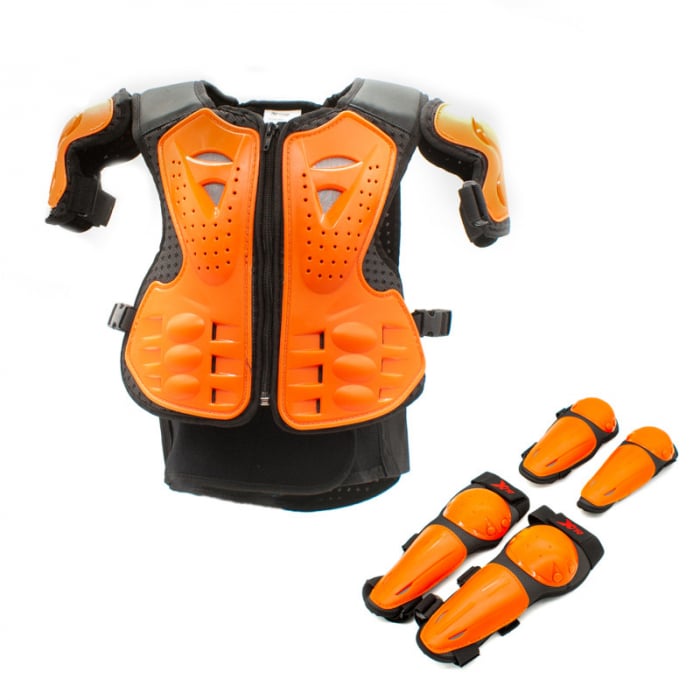 Set protectie corp si genunchi, cross enduro atv, copii XTR X2, marime universala, culoare portocaliu