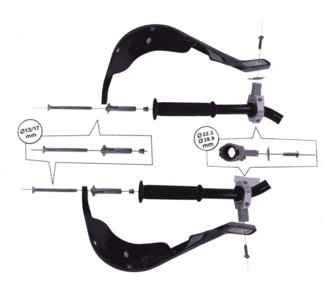 Set protectii aluminiu cu prinderi ghidon, pentru moto, culoare portocaliu, prindere 22 / 28.6 [2]