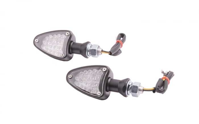 Set semanlizari moto, MRT-015, LED, negru metallic, E-mark