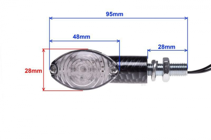 Set semnalizari LED, forma ovala, lumina alba, carbon [2]