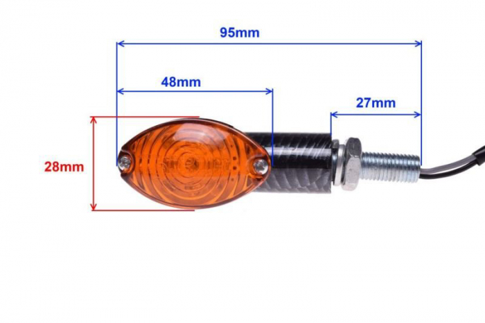 Set semnalizari LED, forma ovala, lumina portocalie, carbon [2]