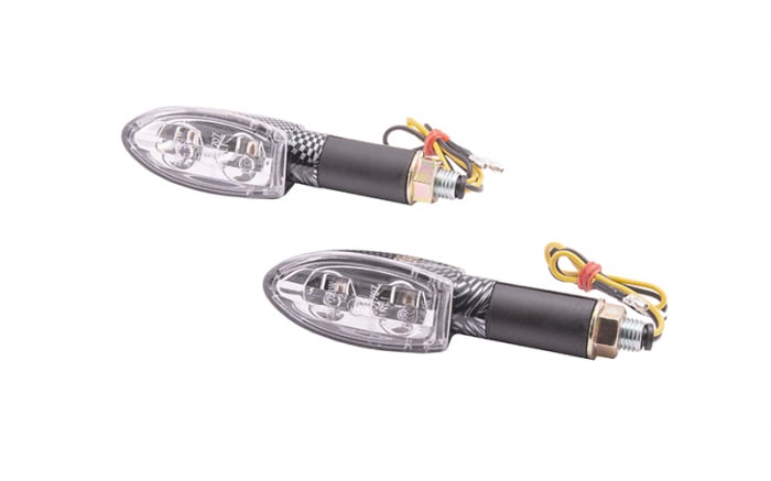 Set semnalizari moto MRT-046, LED 12 SMD-Diode, E-mark, culoare negru alb